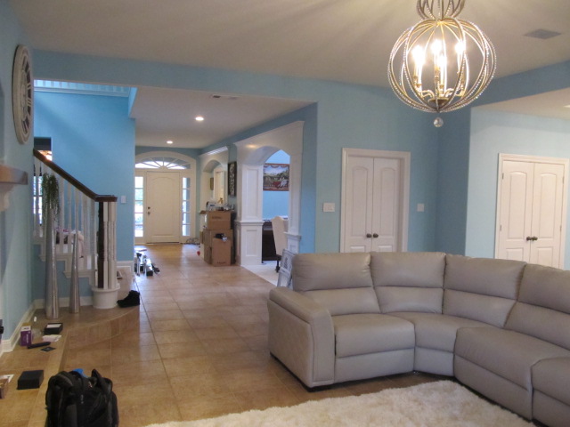 Blue Living Room and Entry Interior Painting project photo in Houston Area, TX